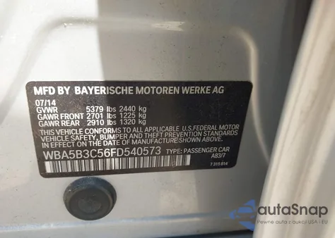 2015 BMW 535I xDrive from USA, damaged, VIN WBA5B3C56FD540573